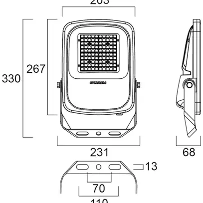 Projecteur LED Sylvania Kalani 51W 7800lm 840 IP66 60° 330×231mm noir 