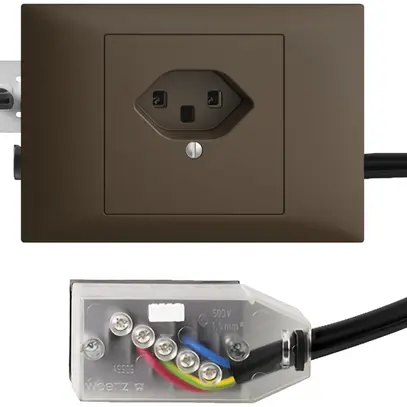 Prise INC EDIZIOdue T23 L3 coffee 45…69mm pour câble plat Technofil 