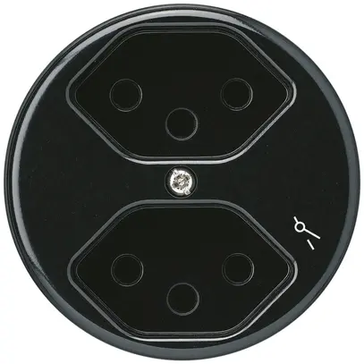 Inserto per presa basico 2×tipo 13/1 nero con protezione bambini 
