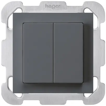 Tasto INC kallysto 2×A-R/1P antracite con piastra di fissaggio 