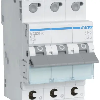 Disjoncteur Hager MCB quickconnect 3P 400V type C 13A Icn 6kA 3UM 