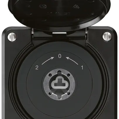 Contatto rotativo a chiave INC robusto IP55 nero con coperchio s.cilindro inv. 