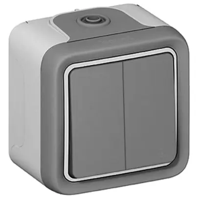 Interruttore a bilico AP PLEXO 1/3+3/1L grigio 