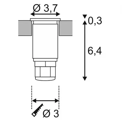 Lampada di terreno LED INS DASAR MINI, 12/24VDC 2W 120lm 3000K tonda IP67 ac-pr 
