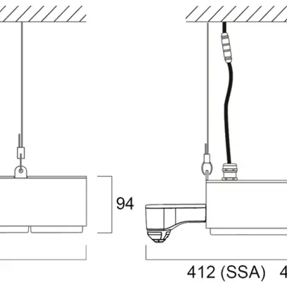 Projecteur salle LED Sylvania KubiXx WIDE PIR 110W 19300lm 840 IP65 VAR 412×370 