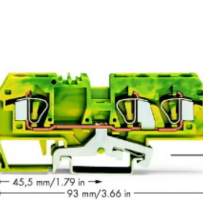 Morsetto WAGO 3L 6mm² verde/giallo 