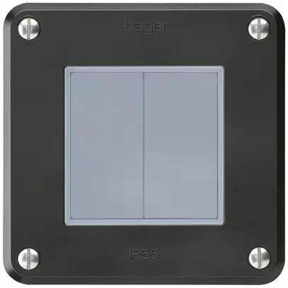 Contact à poussoir ENC robusto IP55 2×1P noir pour combinaison 