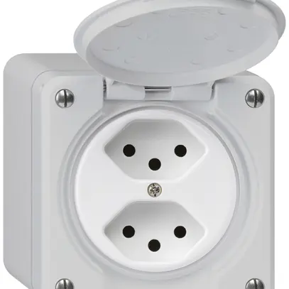 Prise AP robusto 2×type 13 gris 