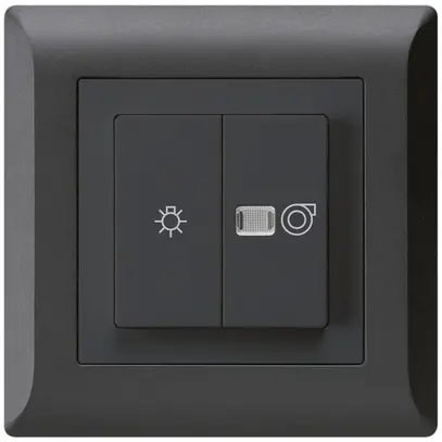 Interruttore luminoso INC kallysto.line nero 1/1L simbolo illumin.+ventilazione 