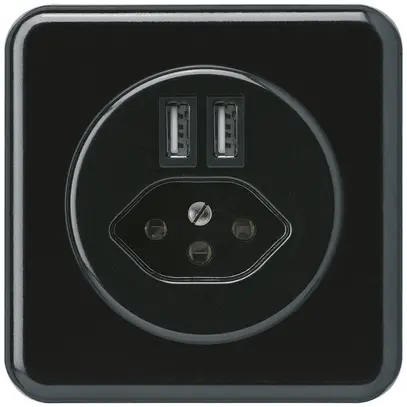 Presa INC 2×USB & tipo 13 basico C 2400mA nero 