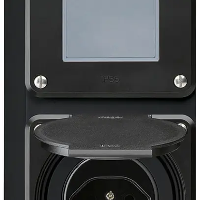 Combinazione AP Hager robusto I-I verticale 3/1L+tipo 13, nero 