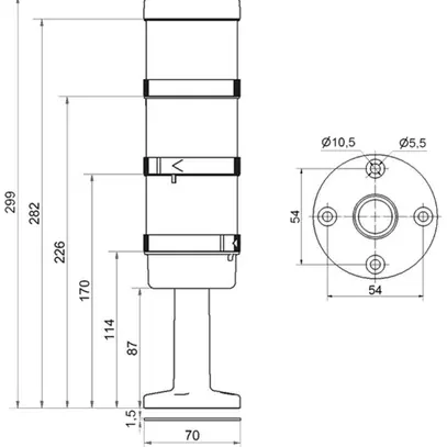 Colonne de signalisation WERMA KS72 Design BM, 24VAC/DC, vert/jaune/rouge 
