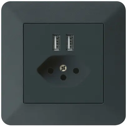 Prise ENC 2×USB & T13 kallysto.trend 2400mA noir 