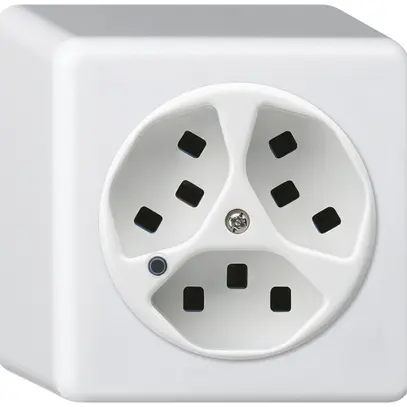 Presa AP Hager basico 3×tipo 23 illuminati Q bianco 