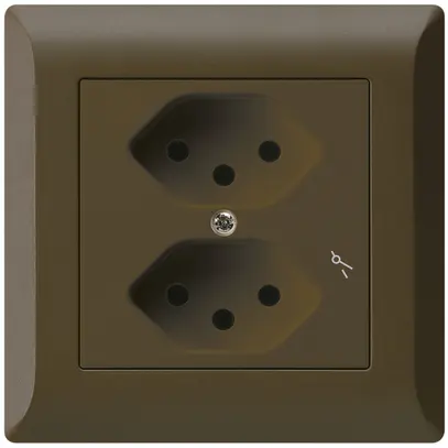 Prise ENC kallysto.line 2×T13/1 brun avec sécurité enfants 