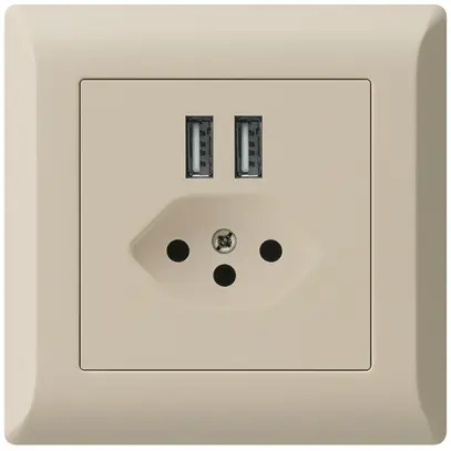 Prise ENC 2×USB & T13 kallysto.line 2400mA beige 