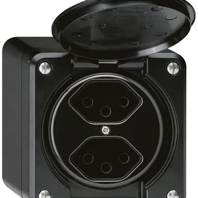 AP-Steckdose robusto 2×Typ 13 schwarz 