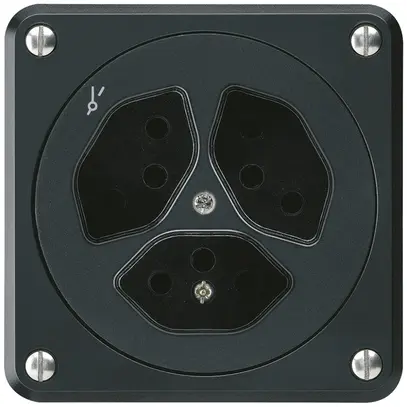 Presa INC robusto 3×tipo 13/1 nero senza copercchio 