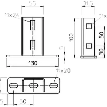 Kopfplatte Bettermann für US 3-Stiel tauchfeuerverzinkt 