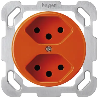 Insert pour prise ENC basico 2×type 13S avec plaque de fixation orange 