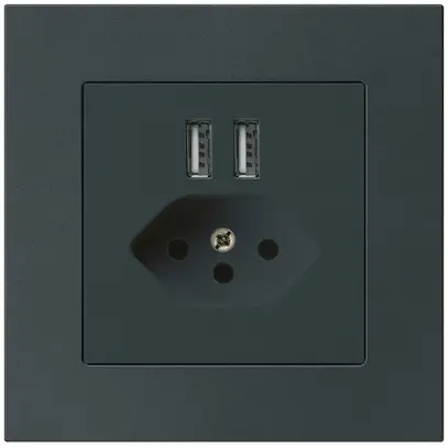 Prise ENC 2×USB & T13 kallysto.pro 2400mA noir 