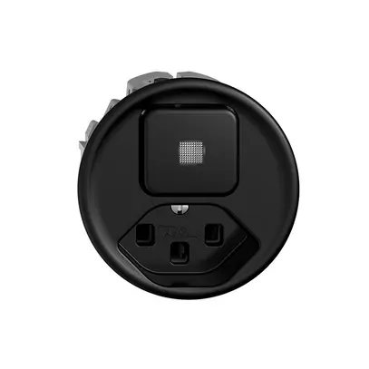 Combinazione lum.3/1L+T23 16A STANDARDdue nero con lente, LED giallo 