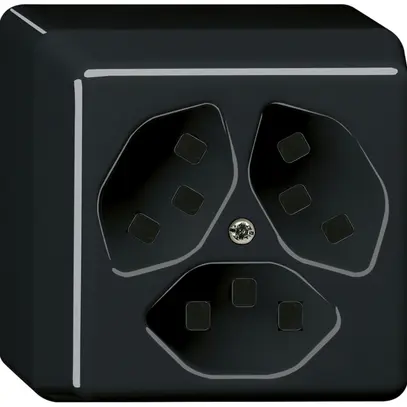 Presa AP Hager basico 3×tipo 23 P nero 