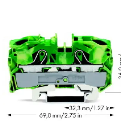 Borne de passage WAGO TOPJOB S 16mm² 2L vert/jaune série 2016 