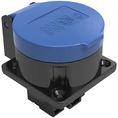 Presa INS ELBRO T13 IP55 10 A 230 VAC IK08 nero/blu S+ incluso il sigillo 