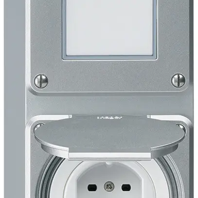 AP-Kombi 2×1 HA robusto Schema 3/Typ 15 mit Steckklemmen Klappdeckel aluminium 