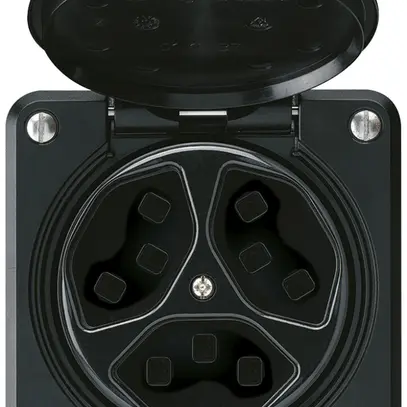 Presa INC Hager robusto, 3×T23, con coperchio C, nero 