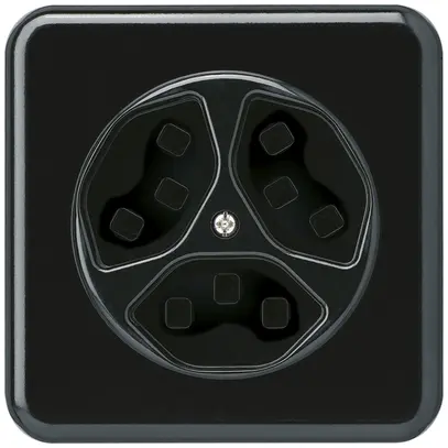 Prise ENC Hager basico 3×type 23 C noir 