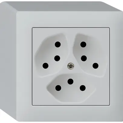Prise AP kallysto 3×T13 gris clair avec sécurité enfants 