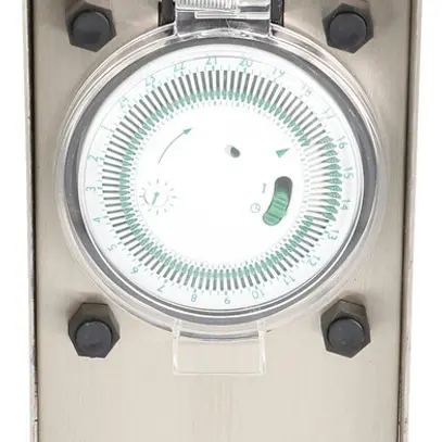 Prise multiple pour jardin MH 2×T13 10A avec minuterie acier fin 