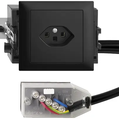 EB-Steckdose EDIZIOdue T23 L1 49…69mm schwarz für Flachkabel Technofil 