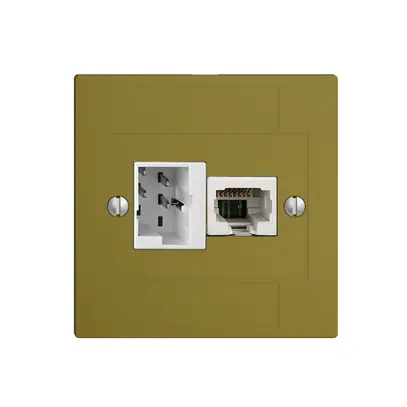 UP-Anschlussdose 1×TT,1×RJ45/u 4P EDIZIOdue olive ITplus ITM 