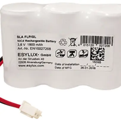 Accu ESYLUX per SLA FLP/GL NiCd, 3.6V/1800mAh, cavo 230mm, 65×20×45mm 