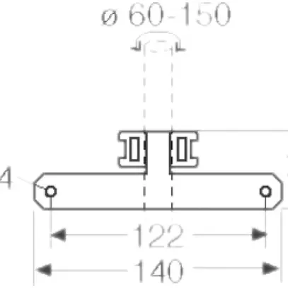 Kit de fixation Hensel, fixation de boîtier Mi sur tuyau, 60…150mm, l=140mm 