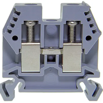 Borne de passage joignable Woertz 4…10mm² 57A 1000V vis 2×1 rail DIN 35mm gris 