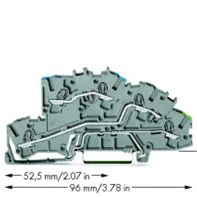 Borne à étage d'instalat.WAGO 2.5mm² N/L/PE gris 
