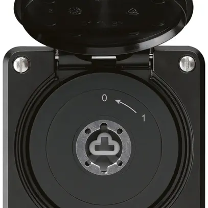 Contatto rotativo a chiave INC robusto IP55 nero con coperchio senza cilindro 2P 