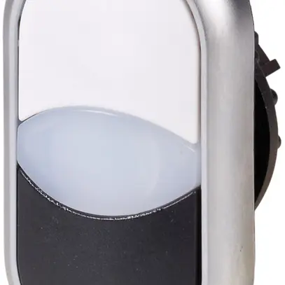 Bouton-poussoir double ETN RMQ plat blanc/noir, anneau chromé 