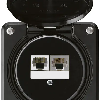 Scatola di raccordo INC robusto IP55 nero 1×RJ45/s 1×RJ45/u separate 