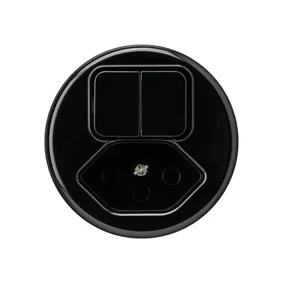 Inserto per combinazione 1/3+3/1L+tipo 13 basico nero con protezione bambini 