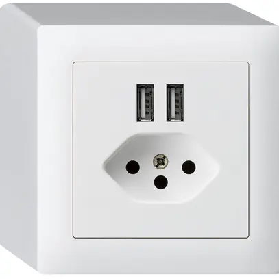 Presa AP 2×USB & T13 kallysto Q 2400mA bianco 