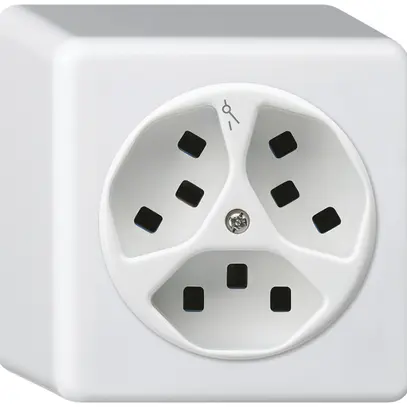 Presa AP Hager basico 3×tipo 23 1×S Q bianco 