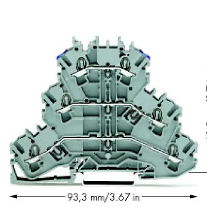 Morsetto 3 piani WAGO TopJob-S 2.5mm² L/L/N grigio serie 2002 