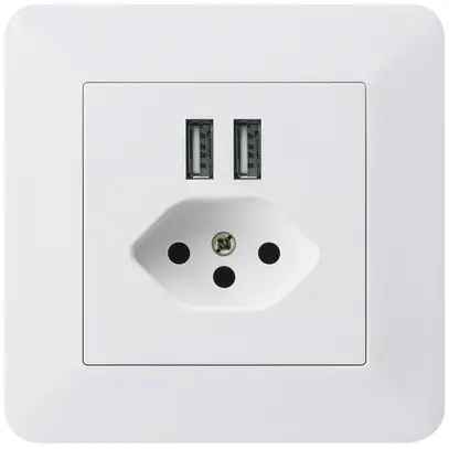 Prise ENC 2×USB & T13 kallysto.trend 2400mA blanc 