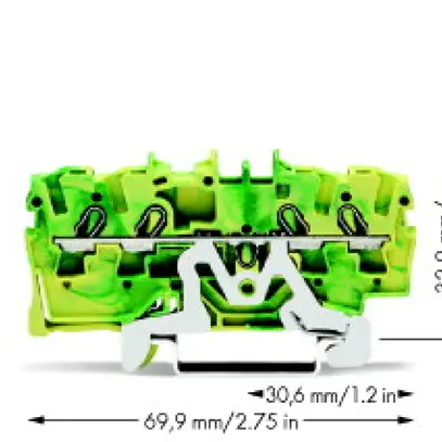 Durchgangsklemme WAGO TOPJOB S 2.5mm² 4L grün/gelb Serie 2002 