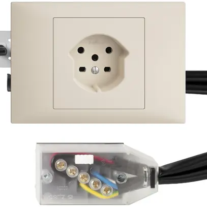 Presa INS EDIZIOdue T15 crema, 45…69mm per cavo piatto Technofil 